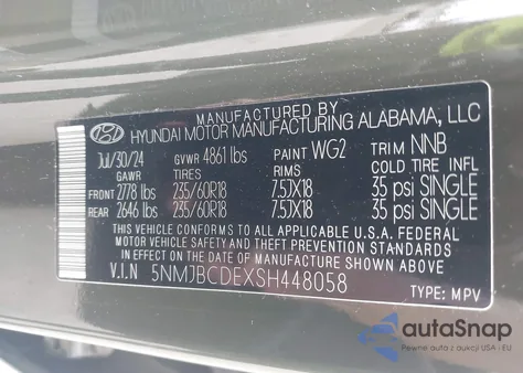 2025 Hyundai Tucson Sel from USA, damaged, VIN 5NMJBCDEXSH448058